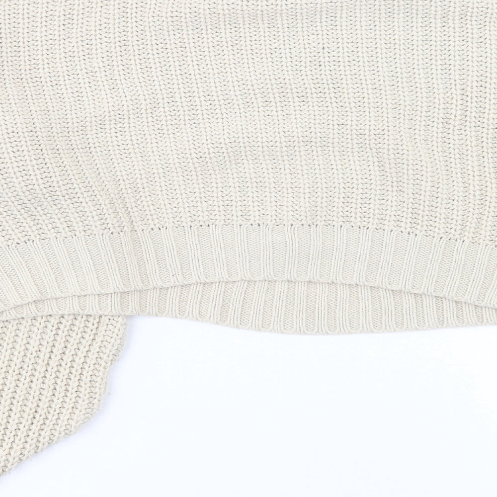 Missguided Womens Beige Mock Neck Acrylic Pullover Jumper Size 14