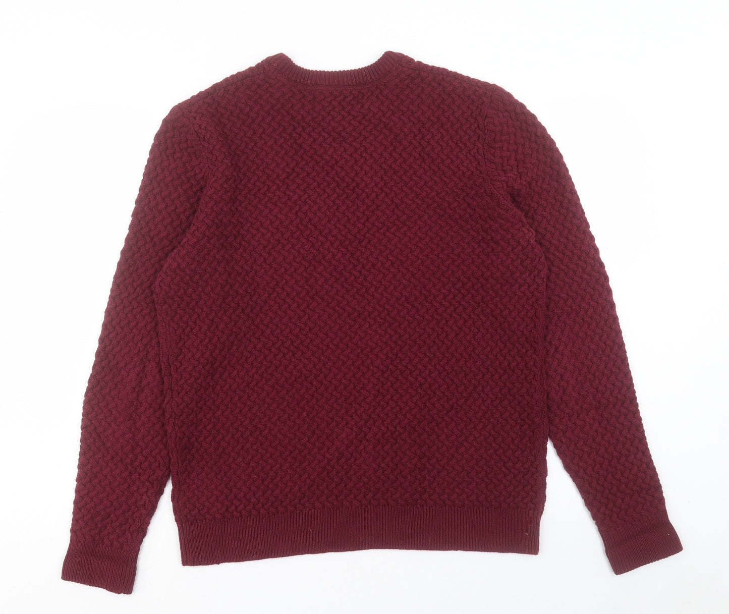 Paul Costelloe Mens Red Round Neck Cotton Pullover Jumper Size L
