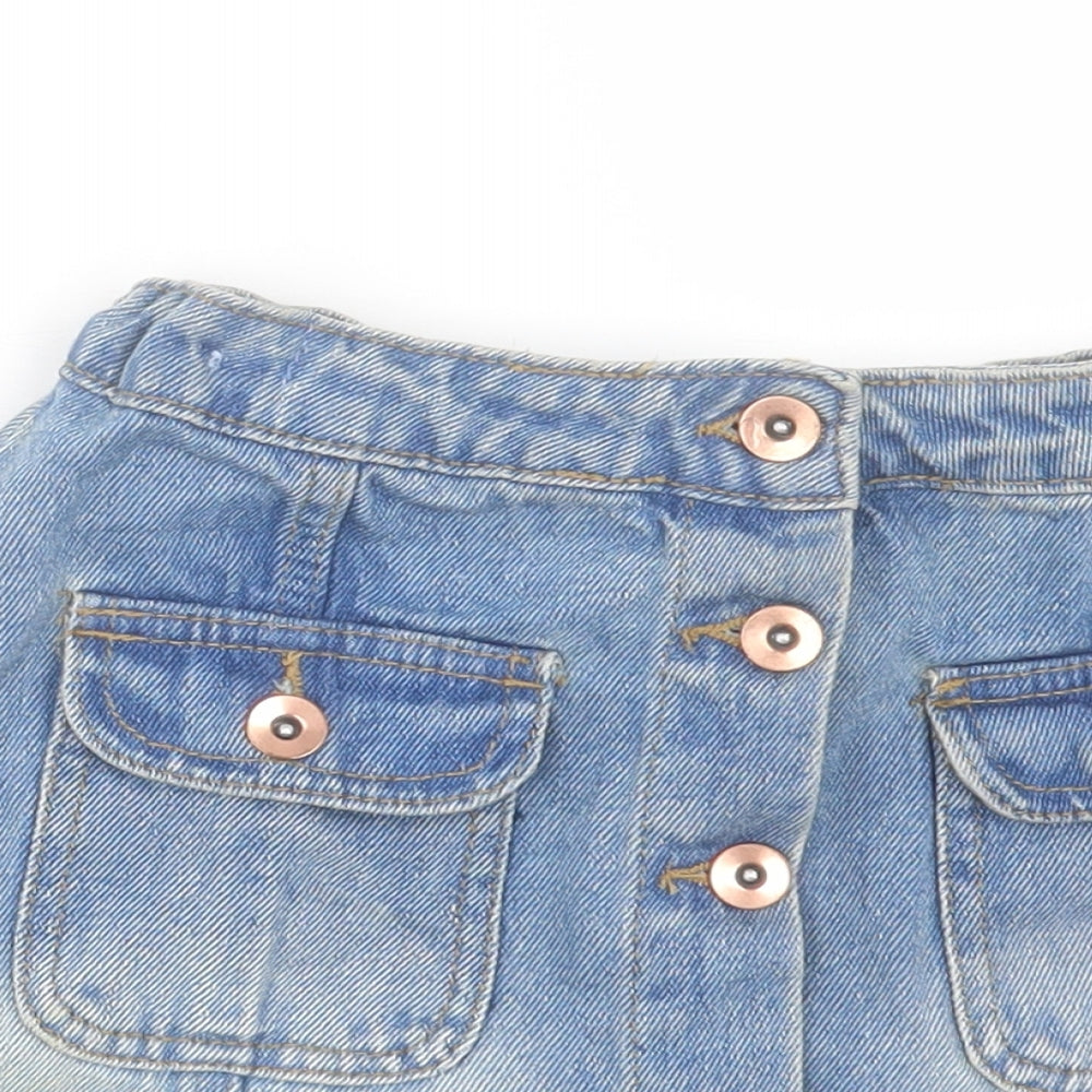 MISS EVIE Girls Blue Cotton Cargo Skirt Size 10 Years Regular Button