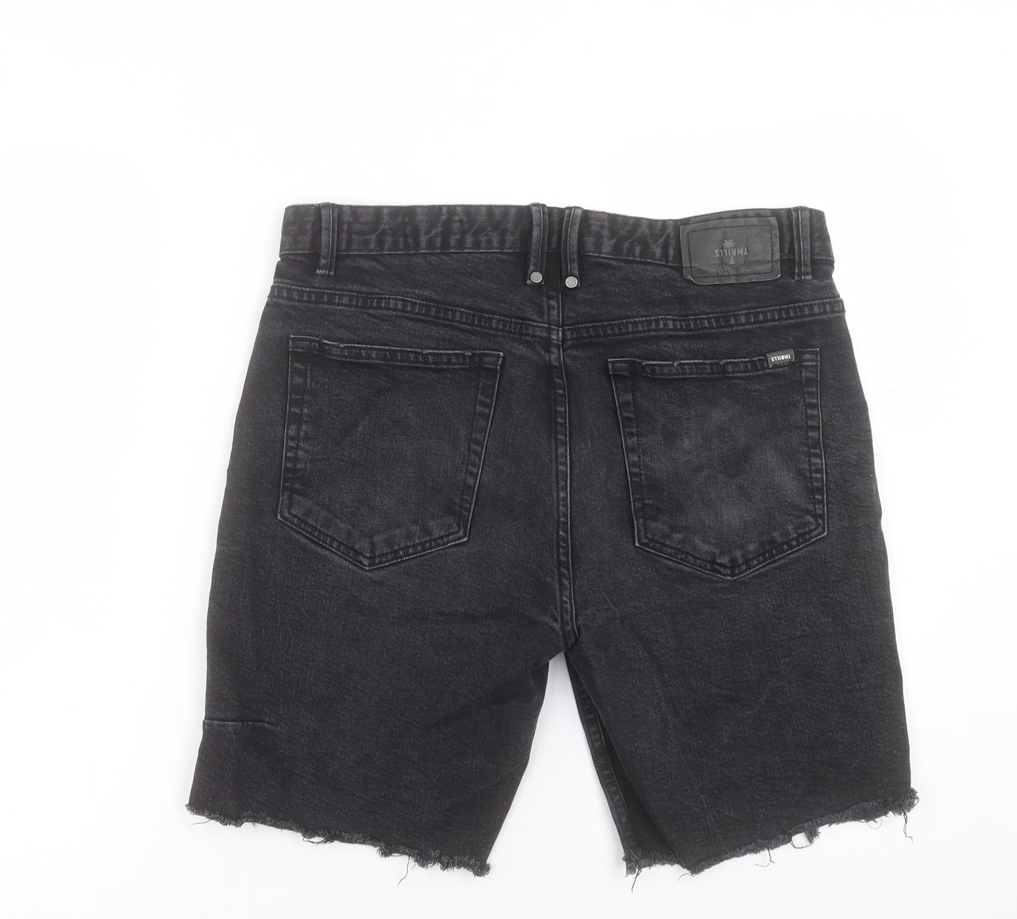 Thrills Mens Black Cotton Bermuda Shorts Size 32 in Regular Button