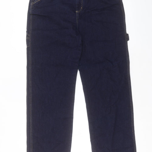 Hell Bunny Womens Blue Cotton Straight Jeans Size 16 Regular Button