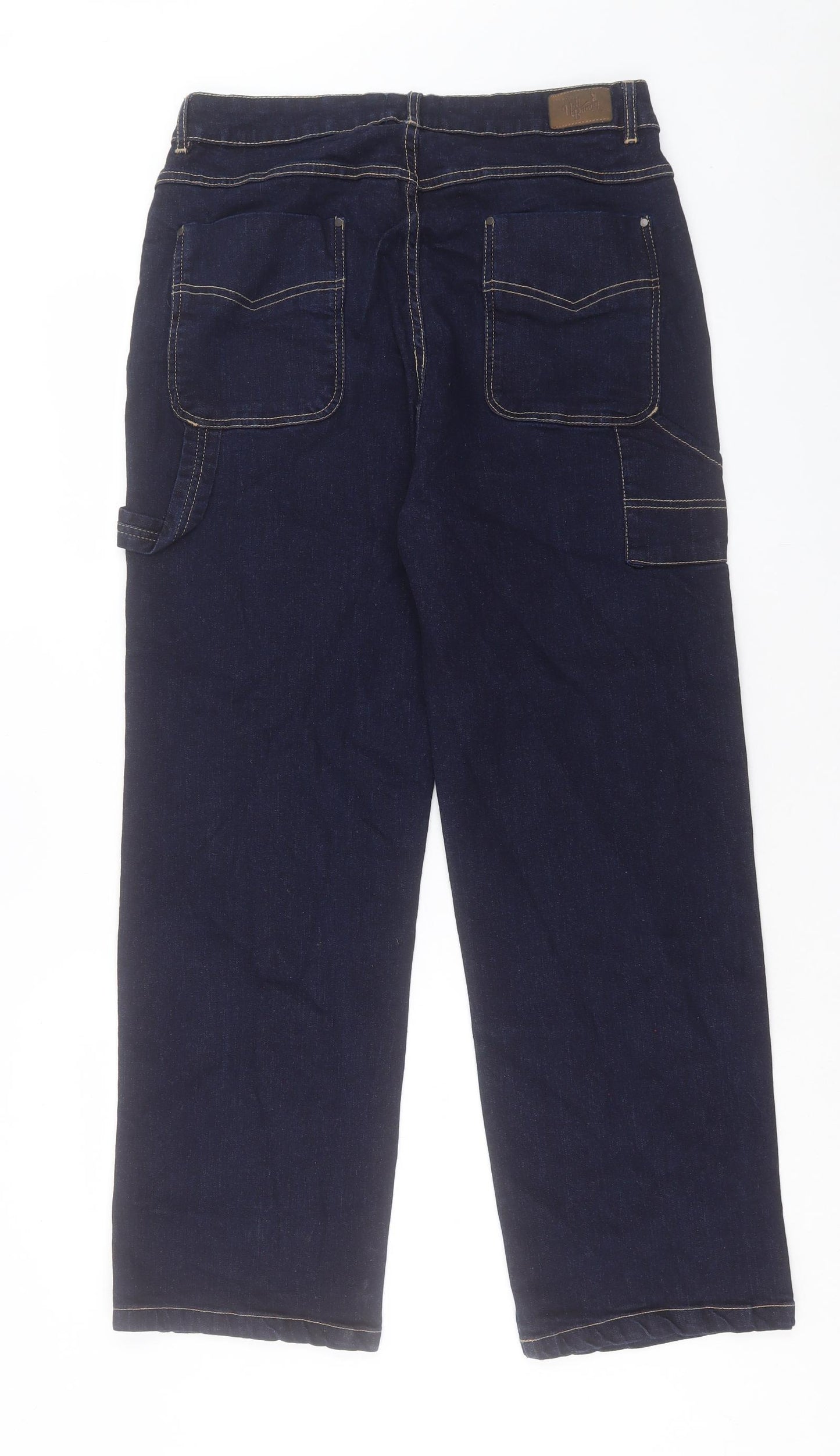 Hell Bunny Womens Blue Cotton Straight Jeans Size 16 Regular Button