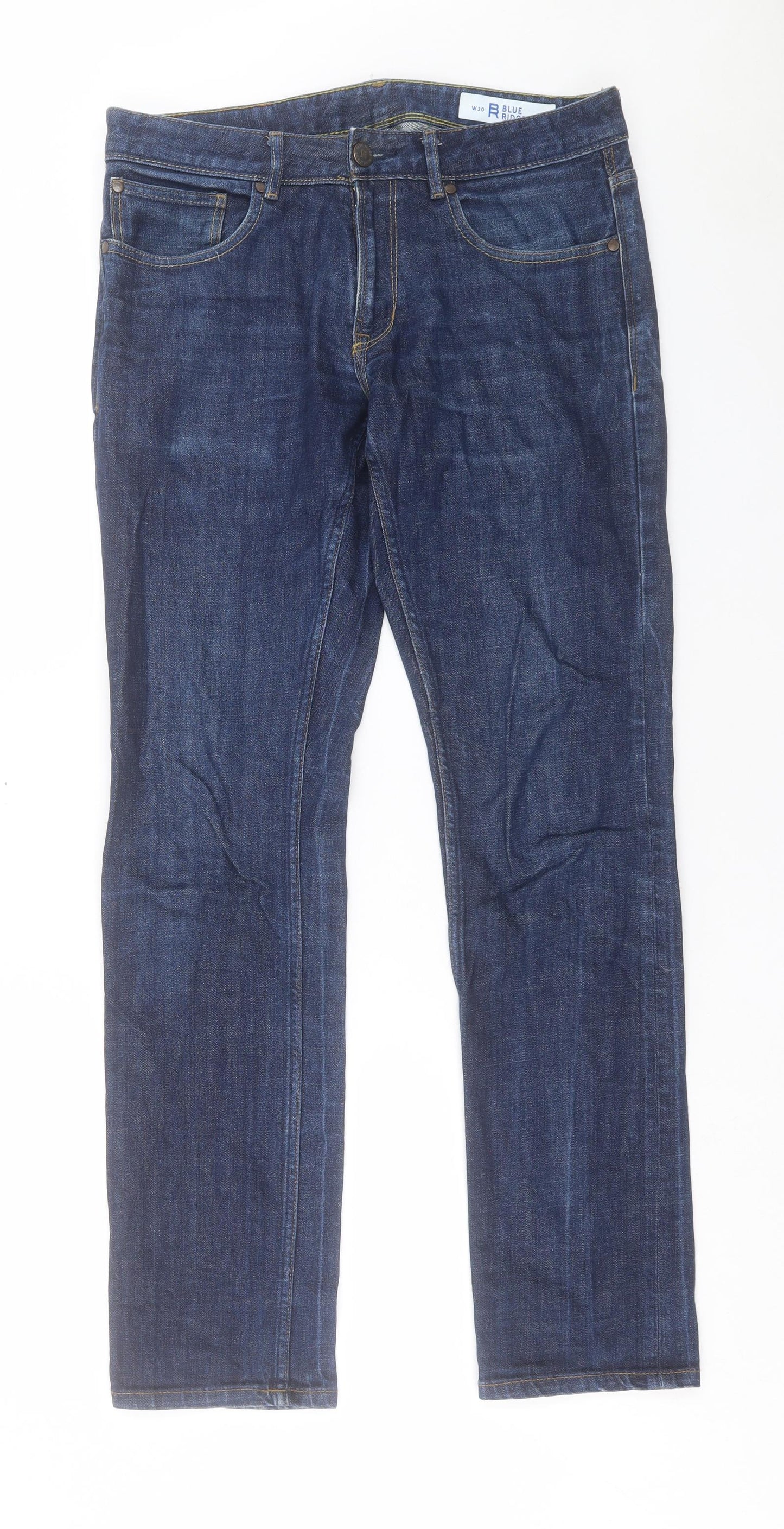 Blue Ridge Mens Blue Cotton Skinny Jeans Size 30 in L34 in Regular Button