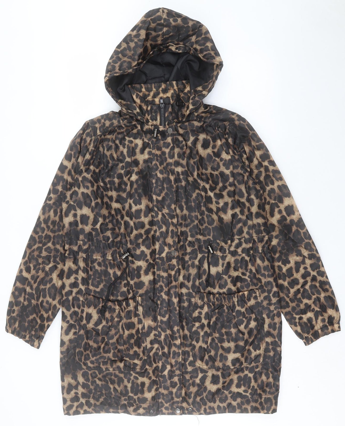 F&F Womens Brown Animal Print Rain Coat Coat Size 8 Zip - Leopard Print
