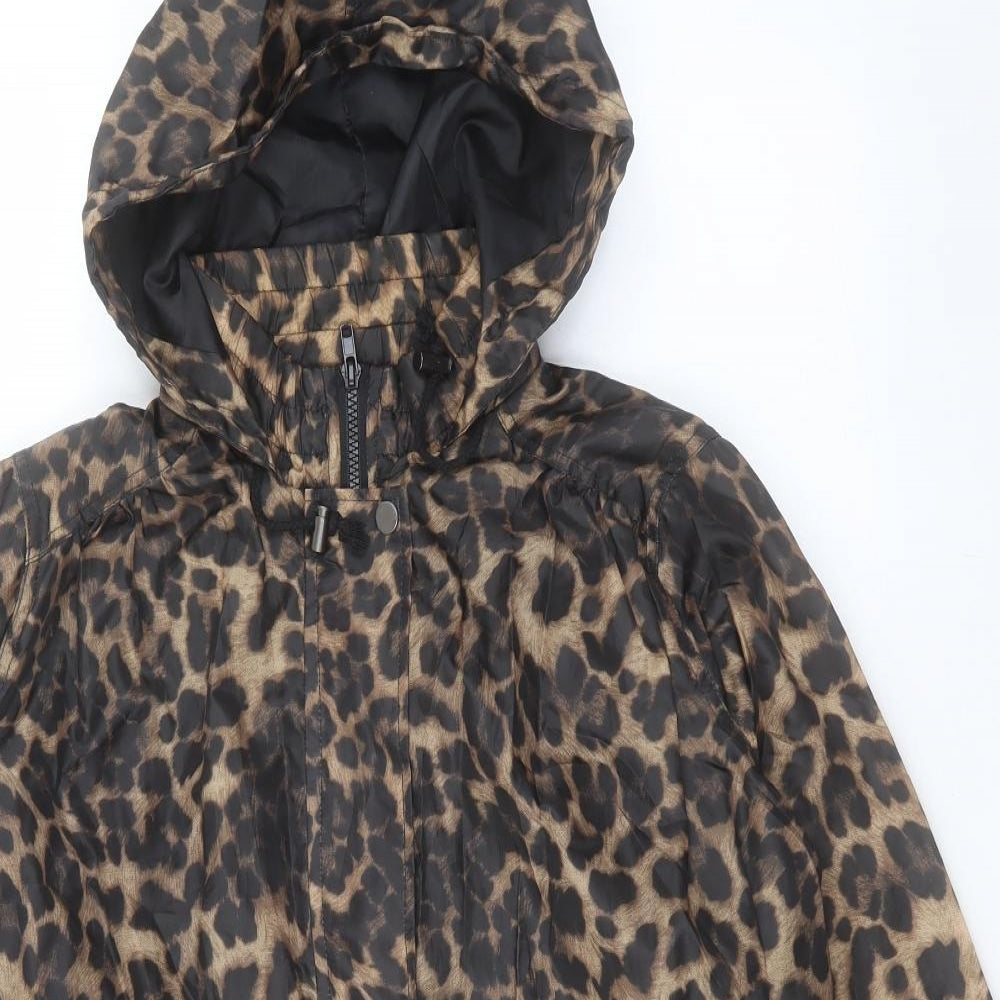 F&F Womens Brown Animal Print Rain Coat Coat Size 8 Zip - Leopard Print