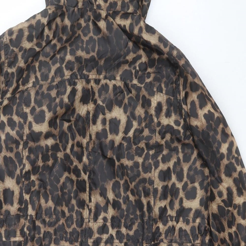 F&F Womens Brown Animal Print Rain Coat Coat Size 8 Zip - Leopard Print