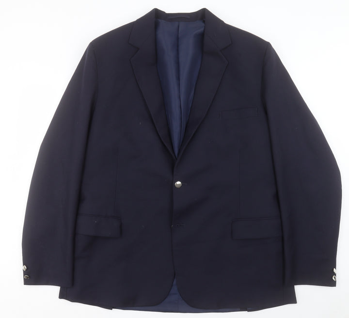 Preworn Mens Blue Polyacrylate Fibre Jacket Blazer Size 46