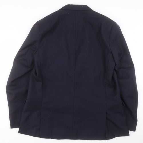 Preworn Mens Blue Polyacrylate Fibre Jacket Blazer Size 46