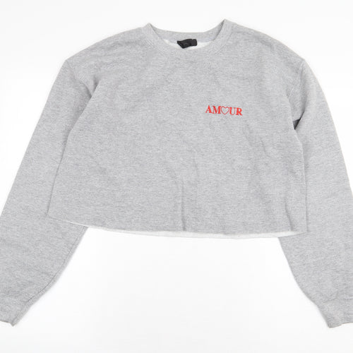Topshop Womens Grey Cotton Pullover Sweatshirt Size M Pullover