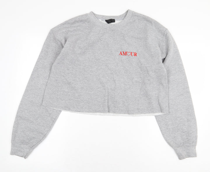 Topshop Womens Grey Cotton Pullover Sweatshirt Size M Pullover