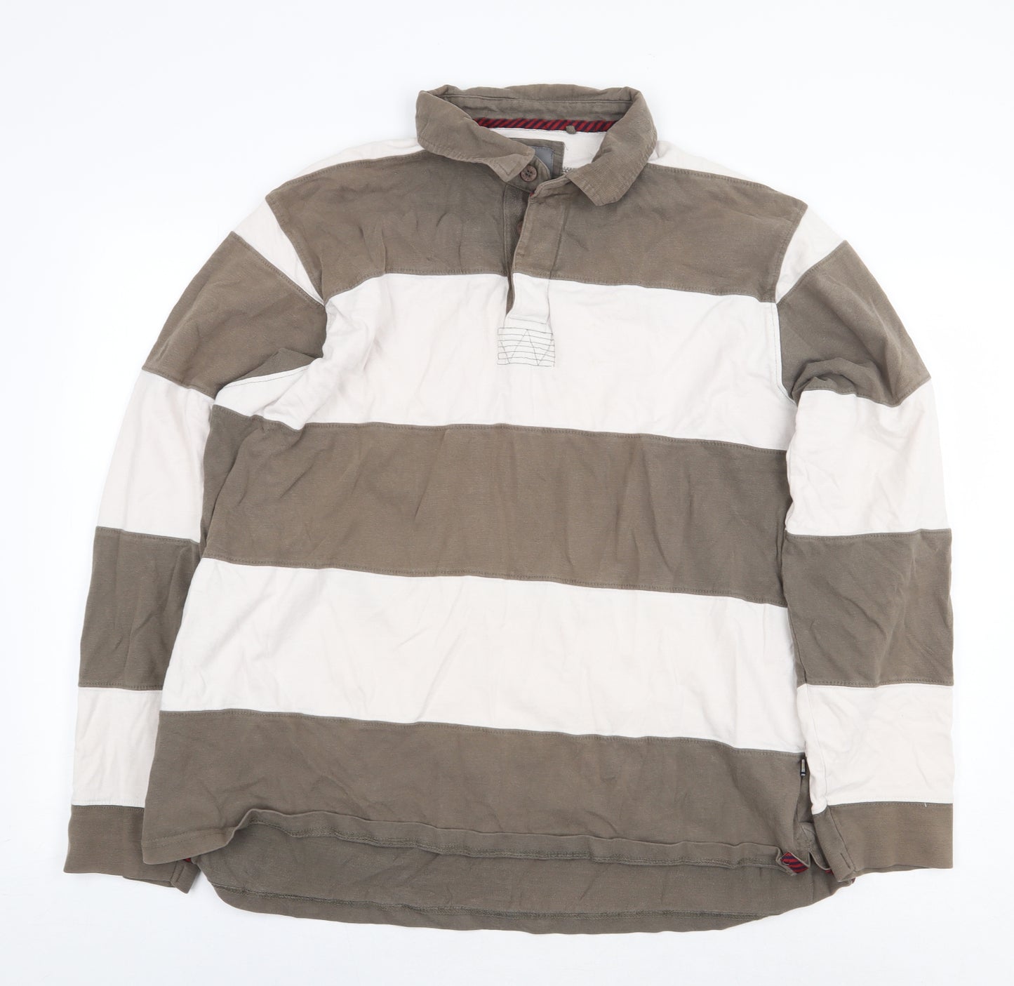 George Mens Multicoloured Striped 100% Cotton Polo Size XL Collared Button