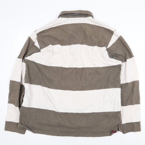 George Mens Multicoloured Striped 100% Cotton Polo Size XL Collared Button