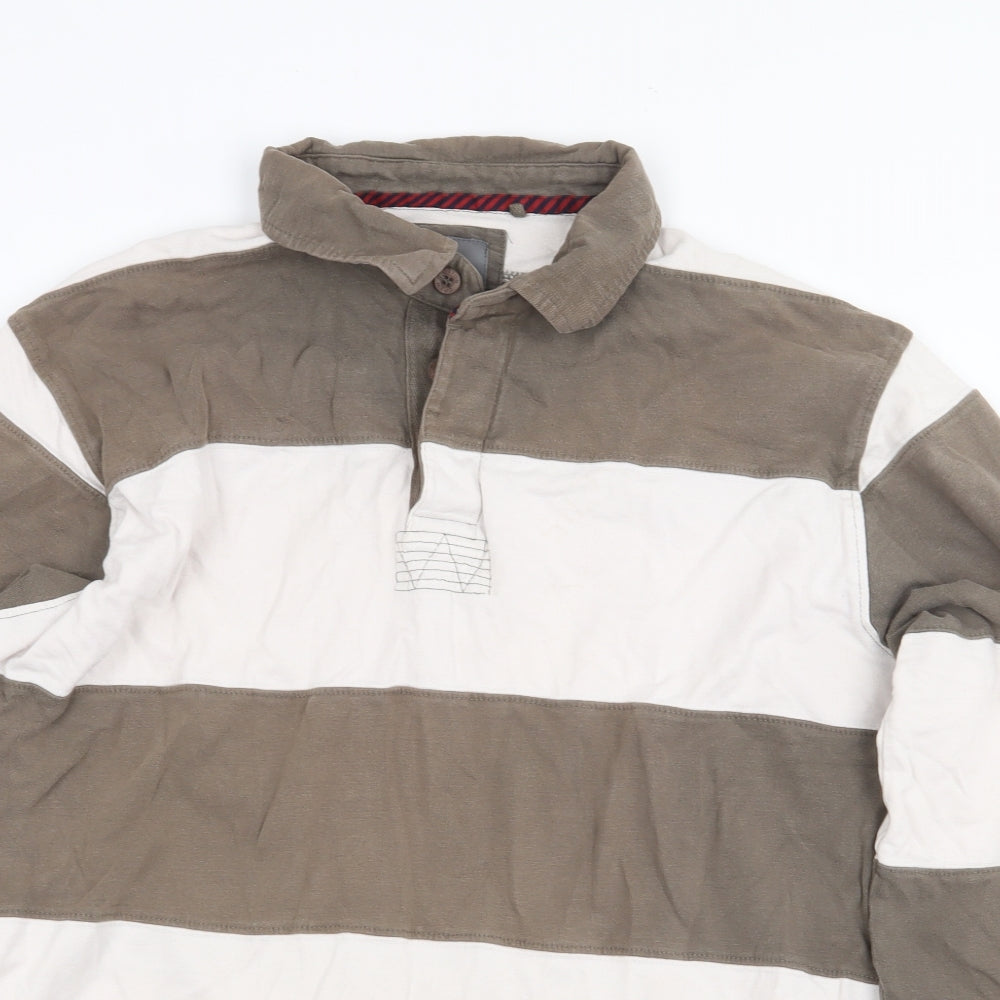 George Mens Multicoloured Striped 100% Cotton Polo Size XL Collared Button