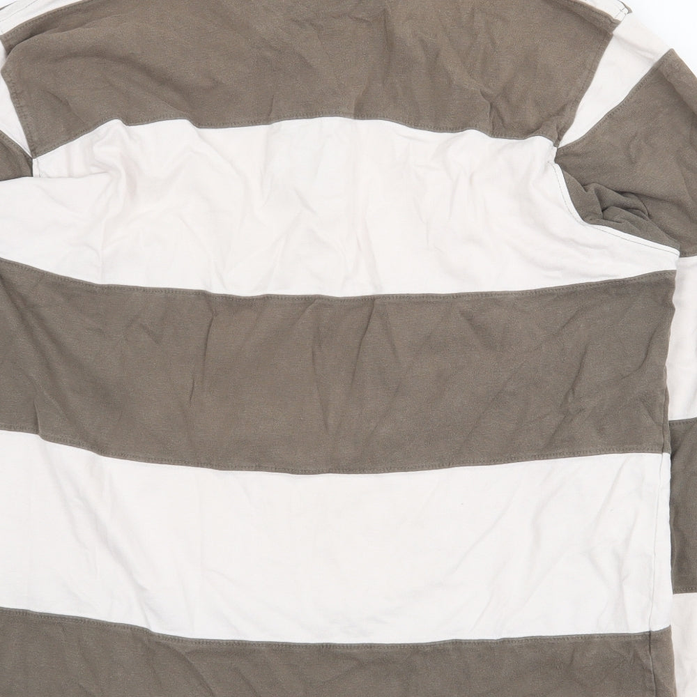 George Mens Multicoloured Striped 100% Cotton Polo Size XL Collared Button