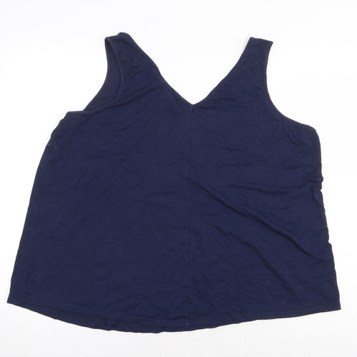 George Womens Blue Viscose Basic Tank Size 18 V-Neck
