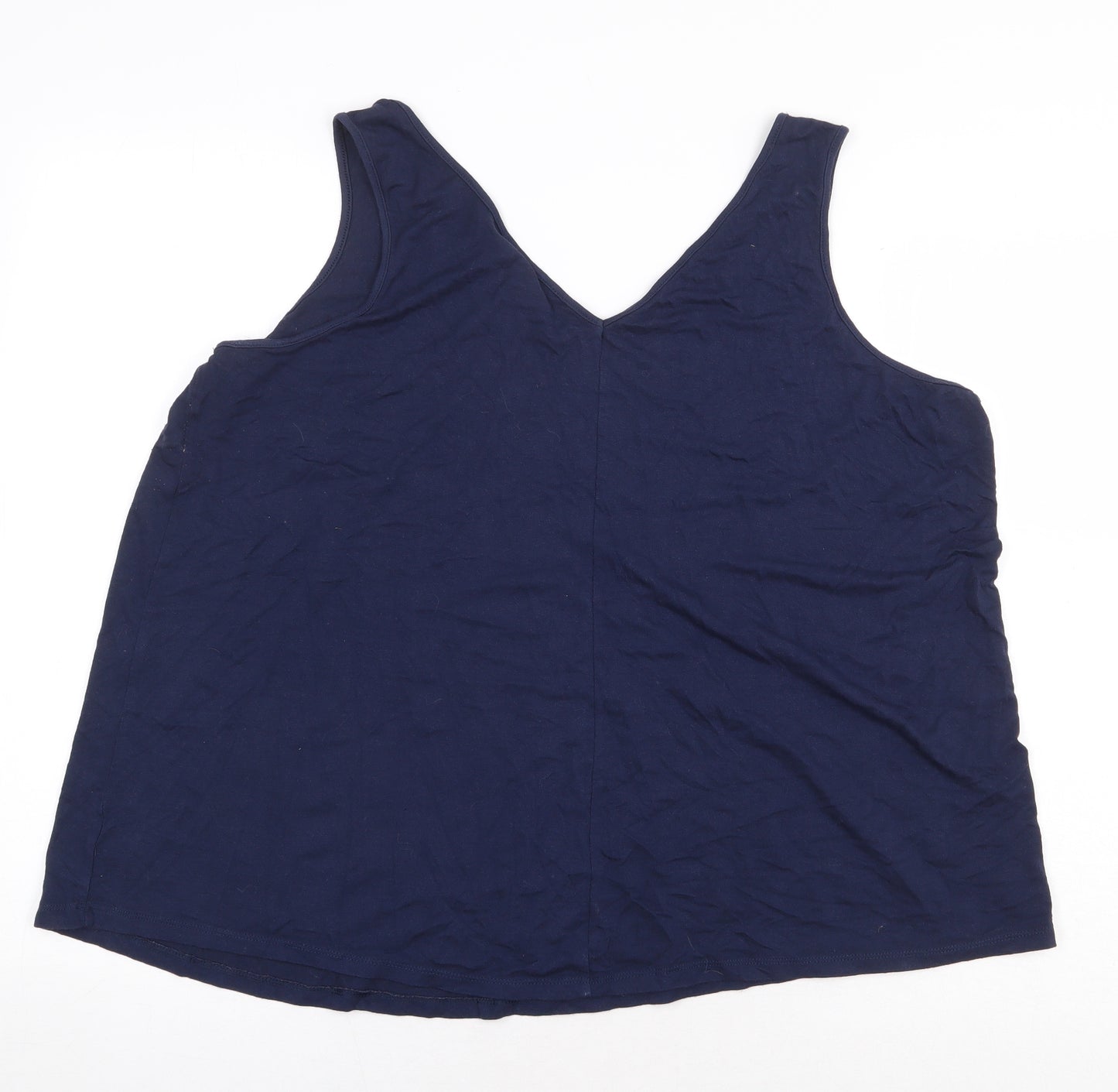 George Womens Blue Viscose Basic Tank Size 18 V-Neck