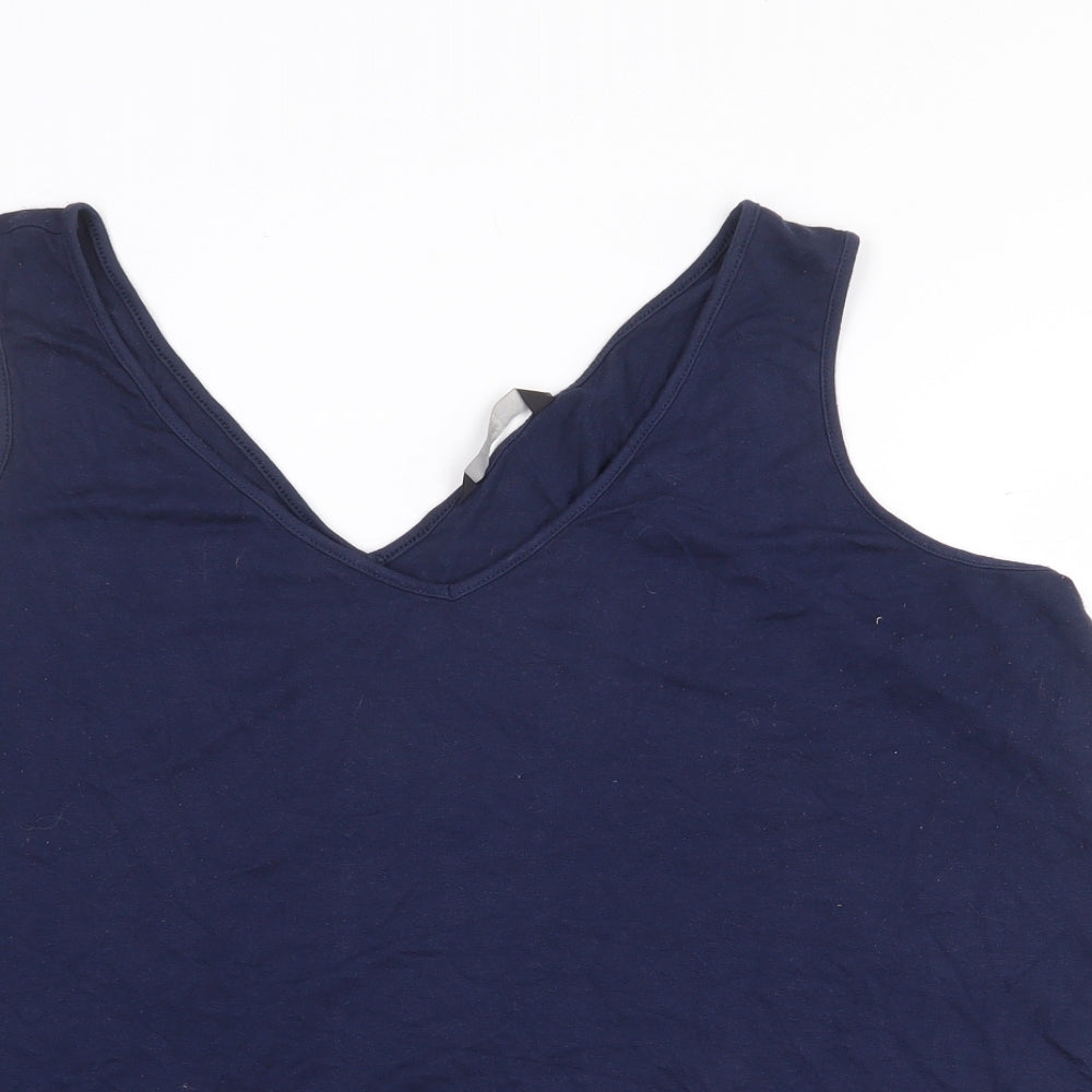 George Womens Blue Viscose Basic Tank Size 18 V-Neck