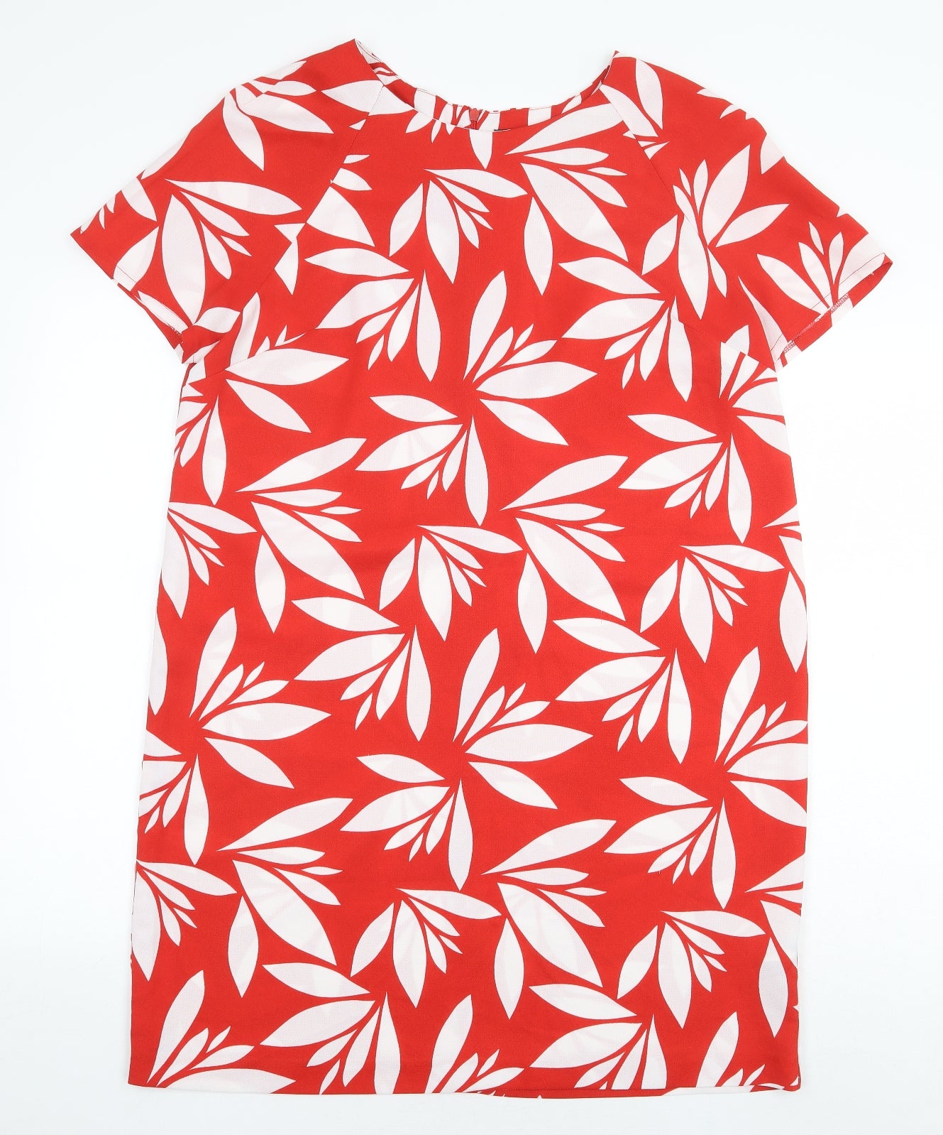 Dorothy Perkins Womens Red Geometric Polyester Shift Size 16 Round Neck Zip
