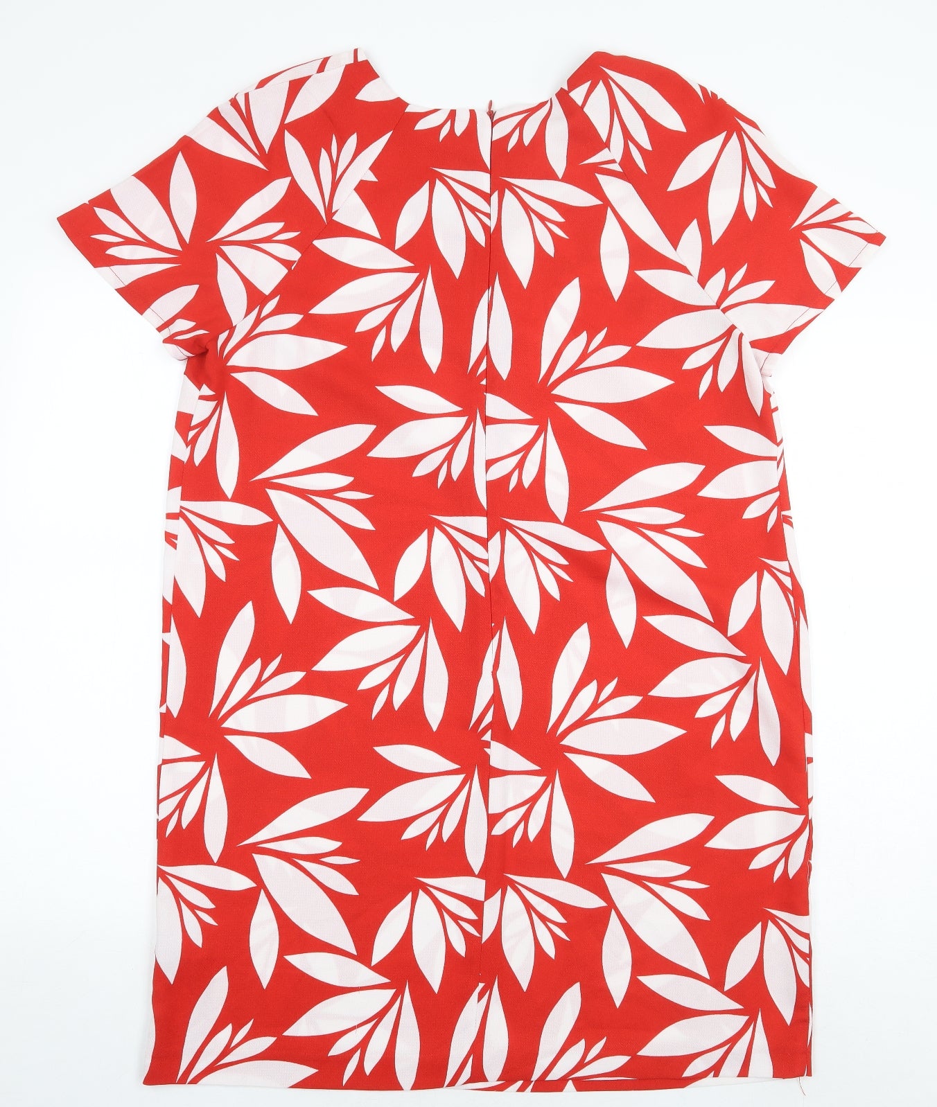 Dorothy Perkins Womens Red Geometric Polyester Shift Size 16 Round Neck Zip