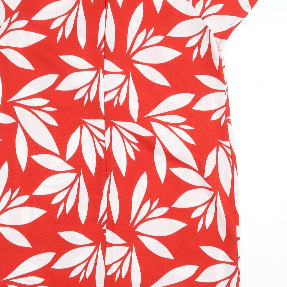 Dorothy Perkins Womens Red Geometric Polyester Shift Size 16 Round Neck Zip