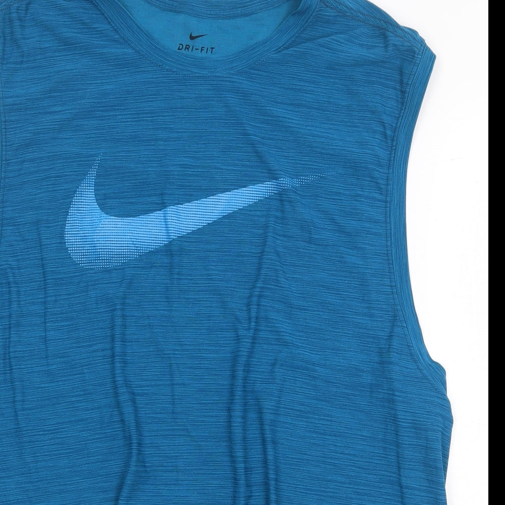Nike Mens Blue Polyester Basic Tank Size XL Round Neck Pullover
