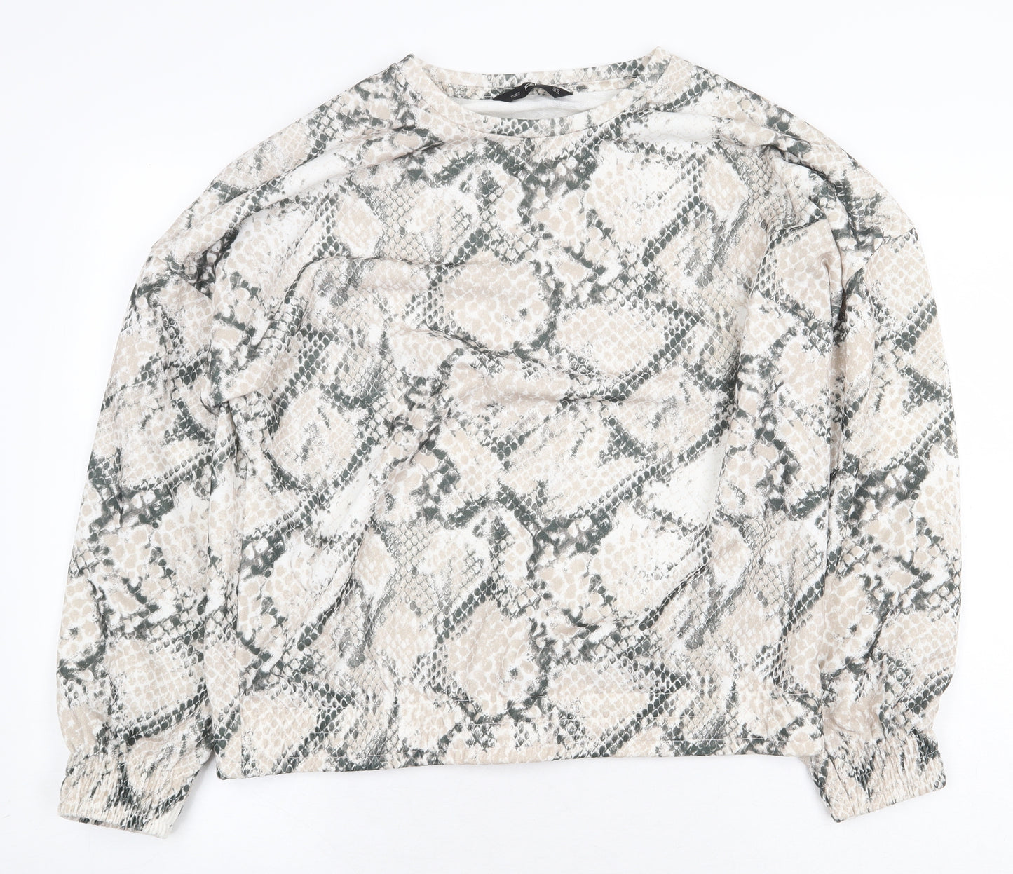 F&F Womens Beige Animal Print Polyester Pullover Sweatshirt Size 16 Pullover - Snake print