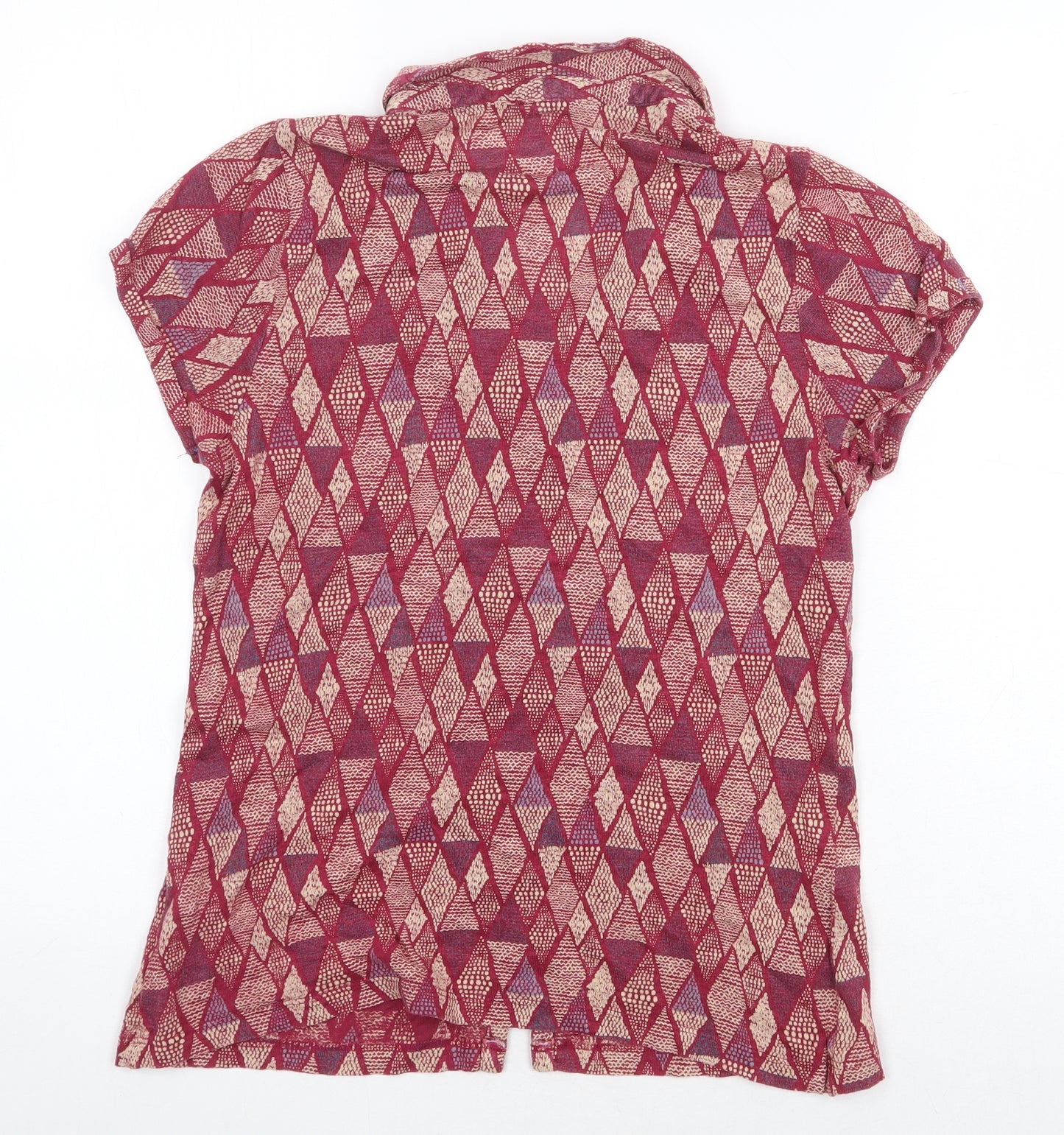 White Stuff Womens Red Geometric Linen Basic Button-Up Size 10 Collared