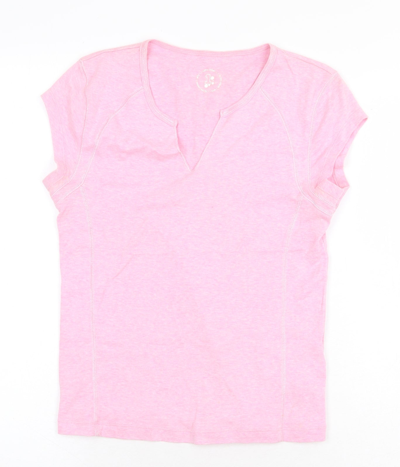 BHS Womens Pink 100% Cotton Basic T-Shirt Size 12 V-Neck
