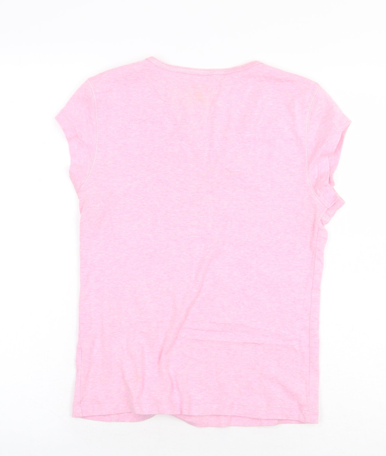 BHS Womens Pink 100% Cotton Basic T-Shirt Size 12 V-Neck