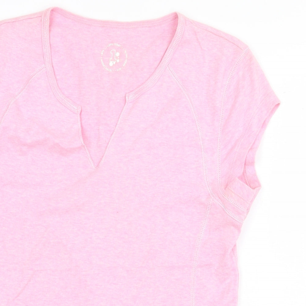 BHS Womens Pink 100% Cotton Basic T-Shirt Size 12 V-Neck