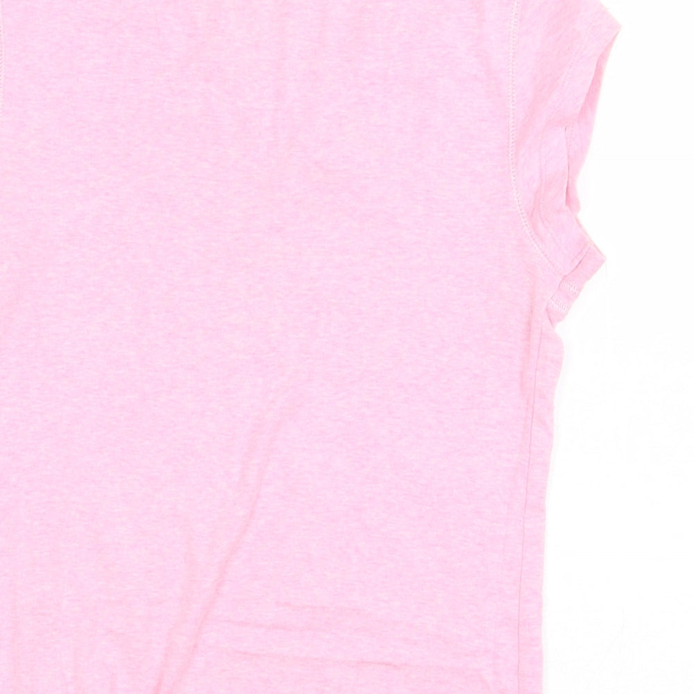 BHS Womens Pink 100% Cotton Basic T-Shirt Size 12 V-Neck