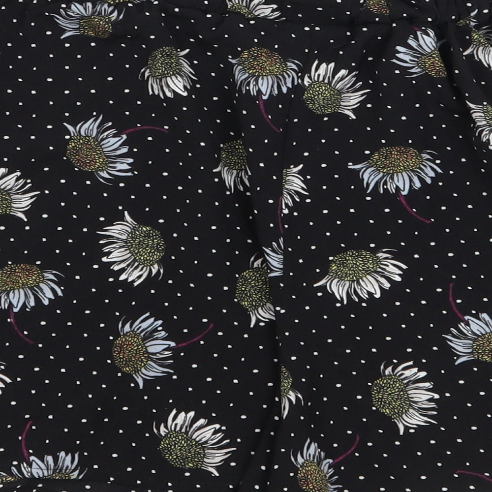 Topshop Womens Black Floral Polyester Bermuda Shorts Size 12 Regular