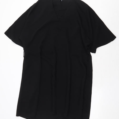 River Island Womens Black Polyester T-Shirt Dress Size 16 V-Neck Pullover