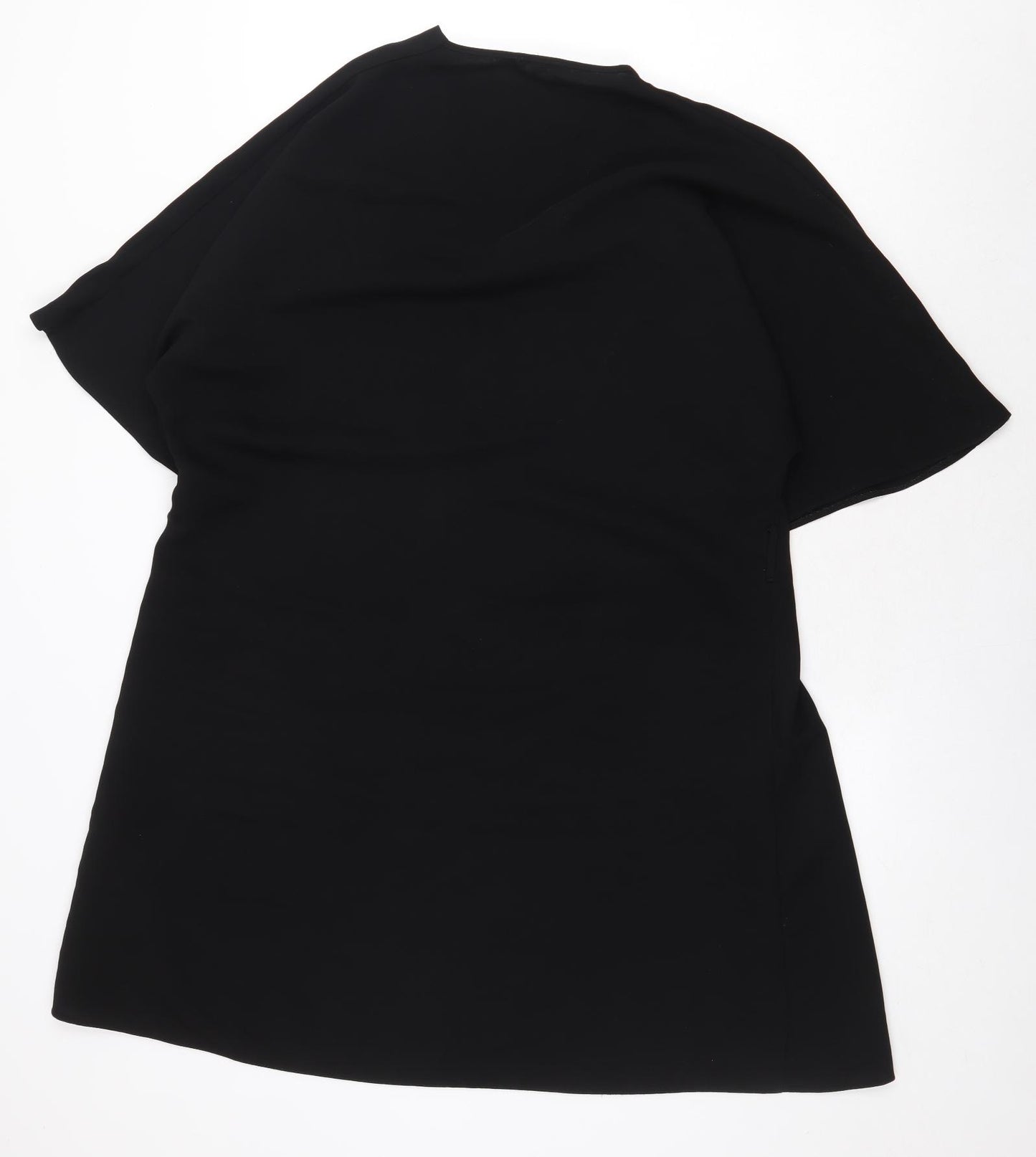 River Island Womens Black Polyester T-Shirt Dress Size 16 V-Neck Pullover