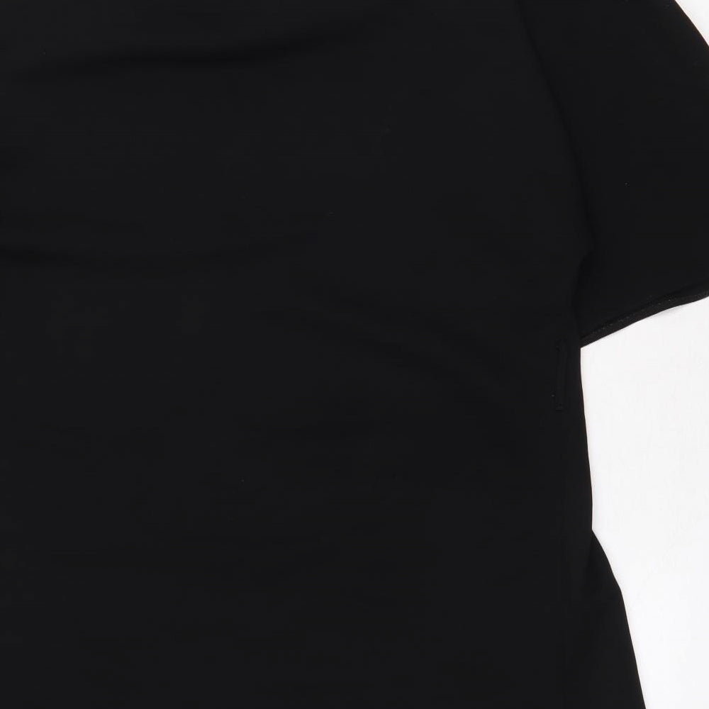River Island Womens Black Polyester T-Shirt Dress Size 16 V-Neck Pullover