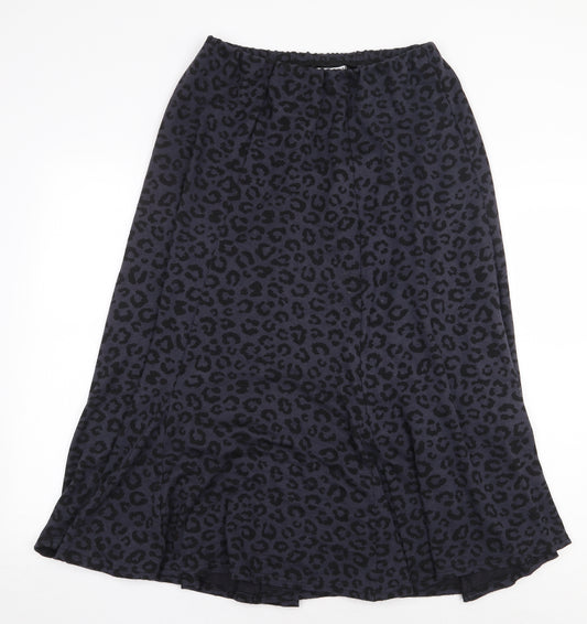 Anne Smith Womens Blue Animal Print Polyester A-Line Skirt Size L Regular - Leopard Pattern