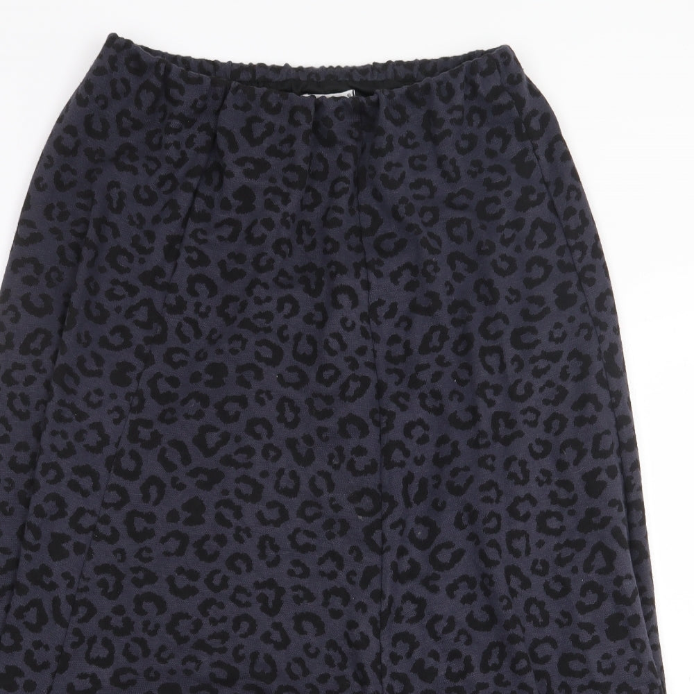 Anne Smith Womens Blue Animal Print Polyester A-Line Skirt Size L Regular - Leopard Pattern
