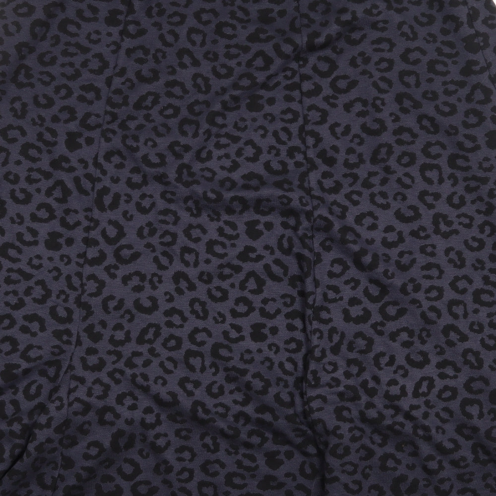 Anne Smith Womens Blue Animal Print Polyester A-Line Skirt Size L Regular - Leopard Pattern