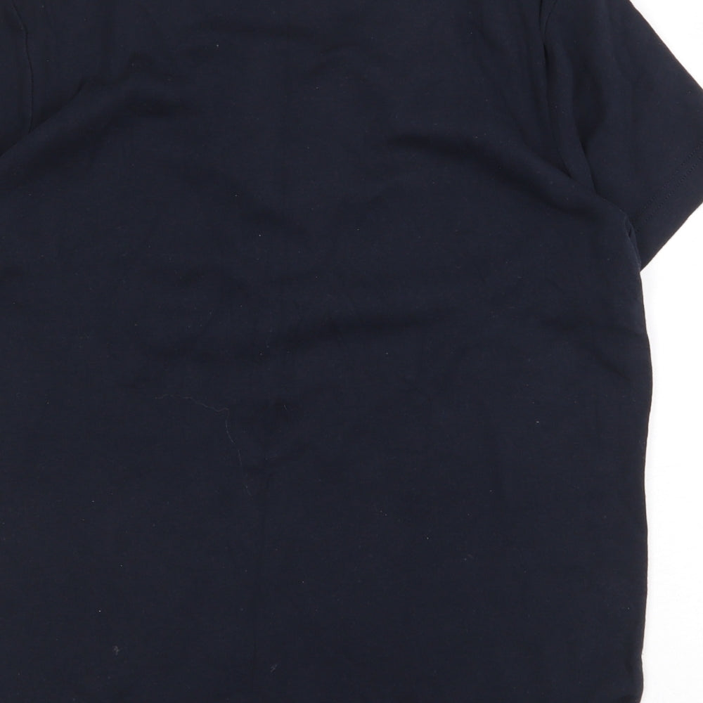 Maine Womens Blue Striped 100% Cotton Basic T-Shirt Size 16 Round Neck