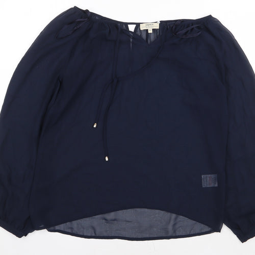 Papaya Womens Blue Polyester Basic Blouse Size 8 Boat Neck