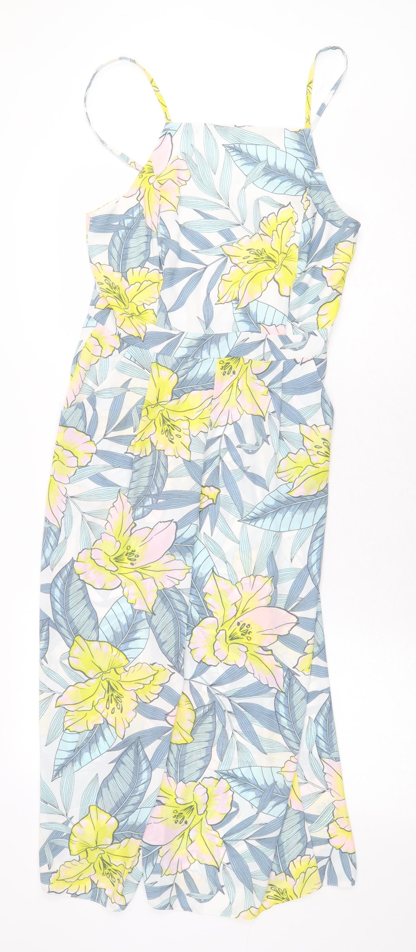 New Look Womens Multicoloured Floral Polyester Jumpsuit One-Piece Size 8 Zip