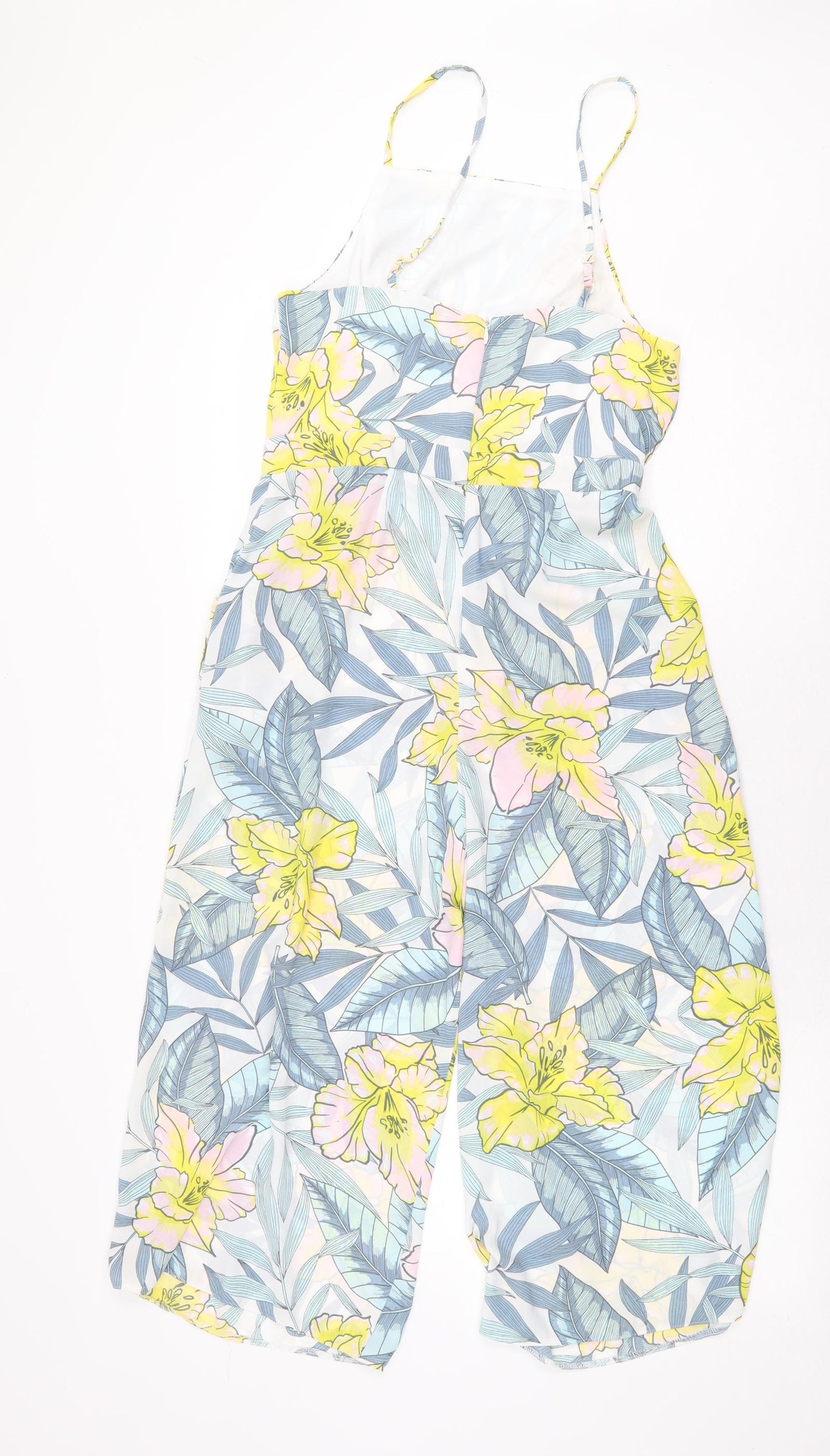 New Look Womens Multicoloured Floral Polyester Jumpsuit One-Piece Size 8 Zip