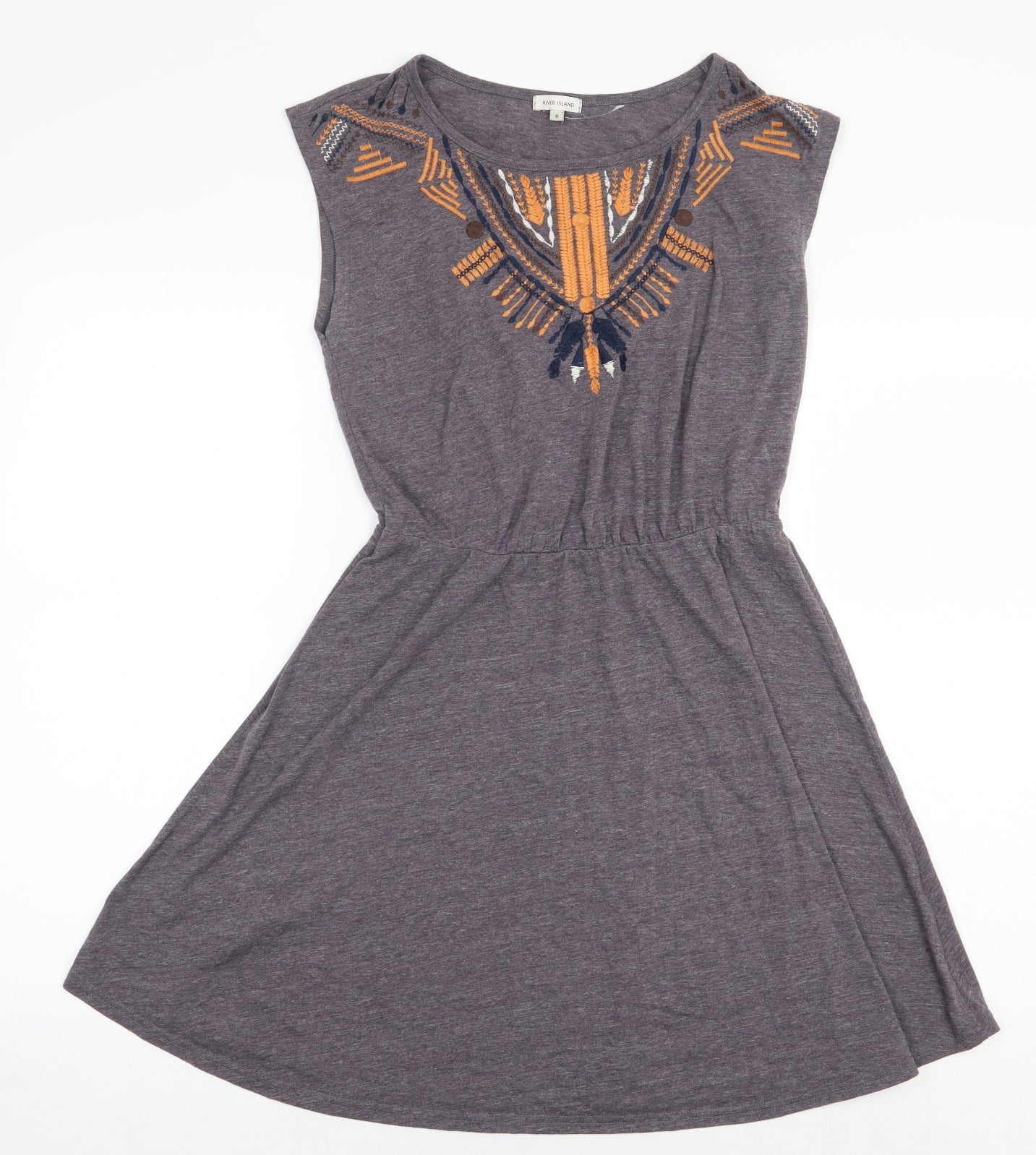 River Island Womens Grey Polyester A-Line Size 8 Round Neck Pullover