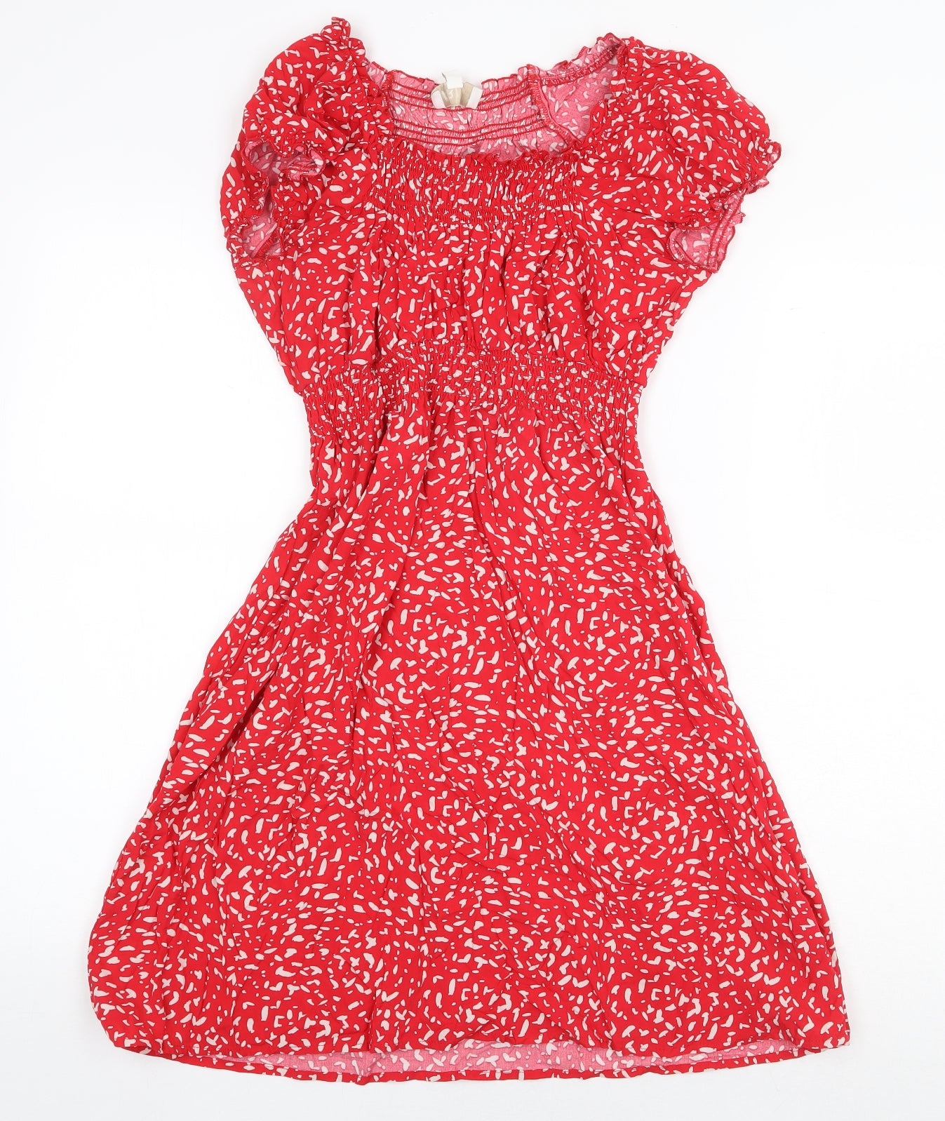 apric Womens Red Geometric Viscose A-Line Size 10 Round Neck Pullover