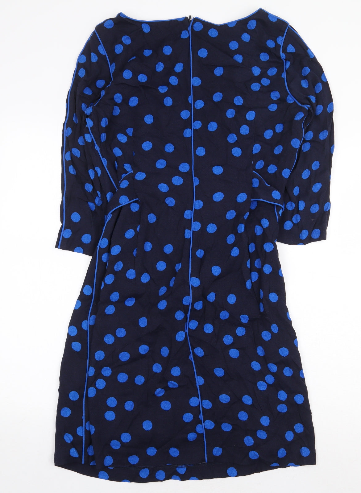 Boden Womens Black Polka Dot Viscose Shift Size 12 Boat Neck Zip
