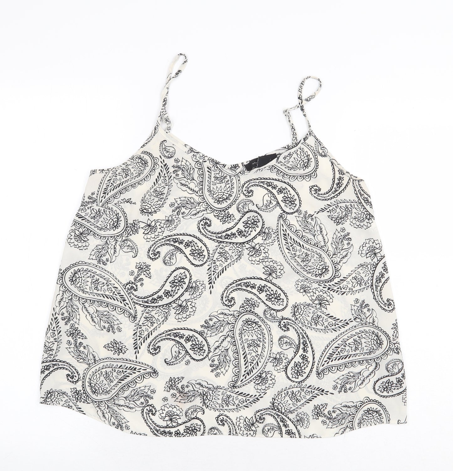 Atmosphere Womens White Paisley Polyester Basic Tank Size 12 V-Neck