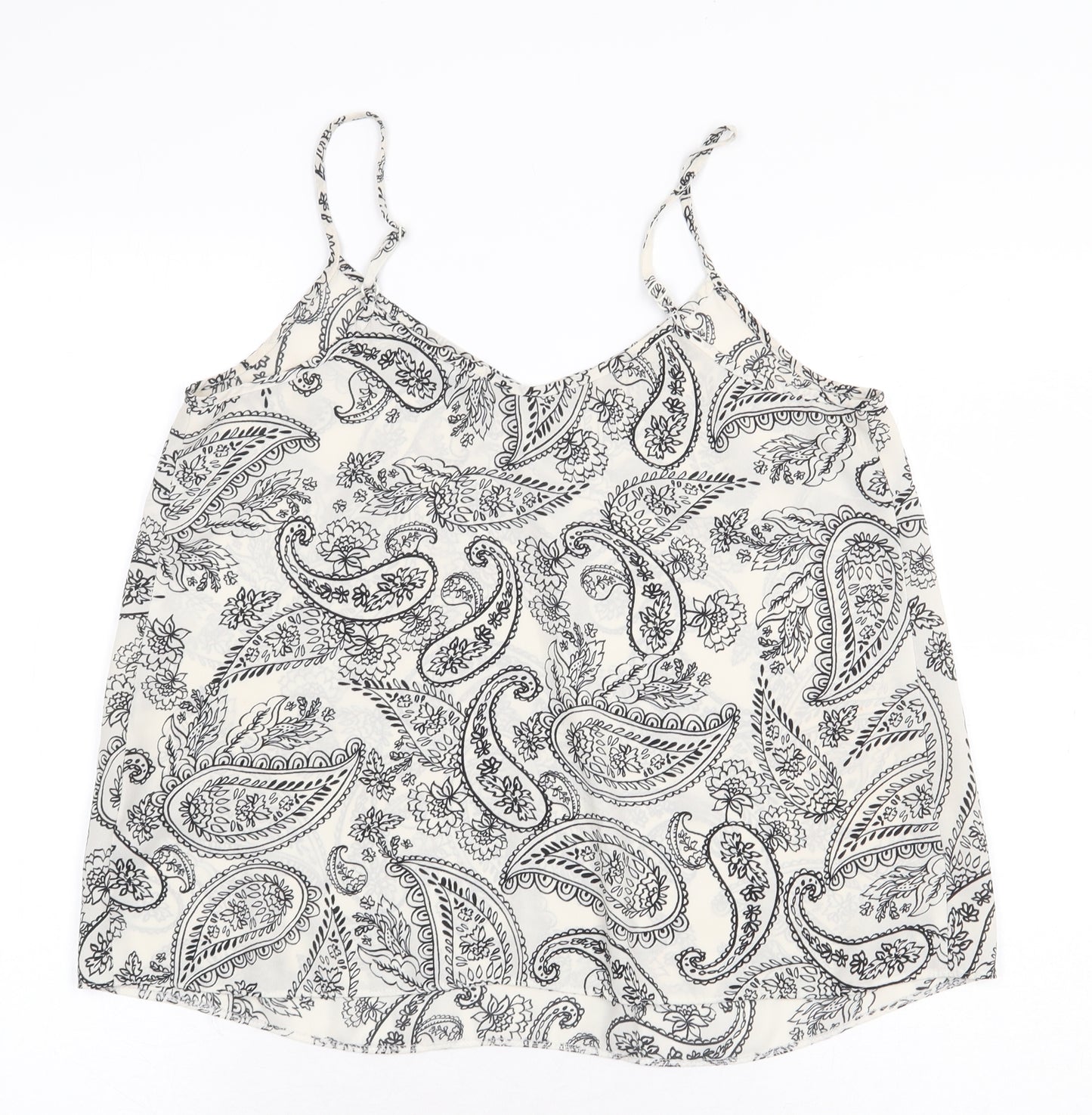Atmosphere Womens White Paisley Polyester Basic Tank Size 12 V-Neck