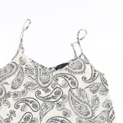 Atmosphere Womens White Paisley Polyester Basic Tank Size 12 V-Neck