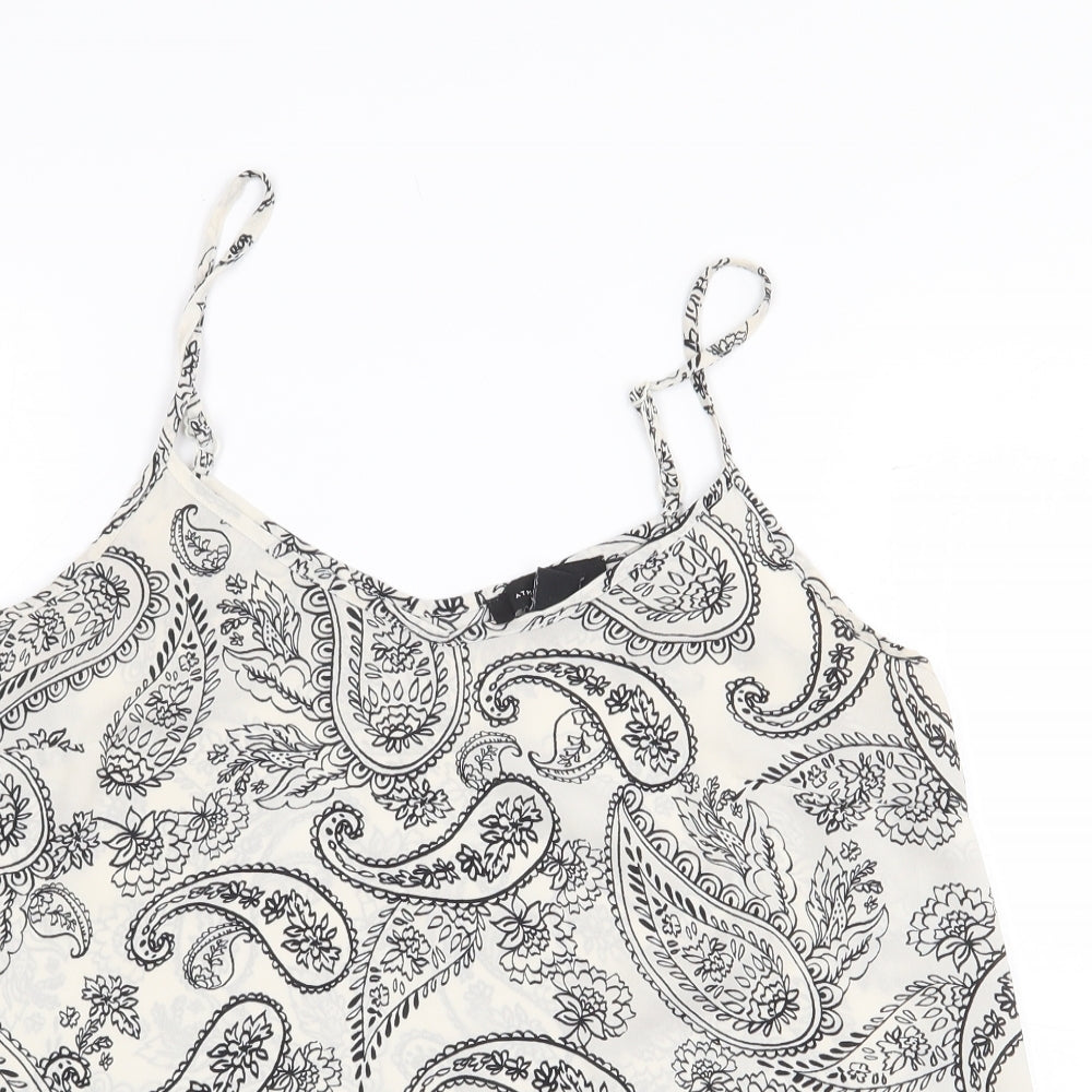 Atmosphere Womens White Paisley Polyester Basic Tank Size 12 V-Neck