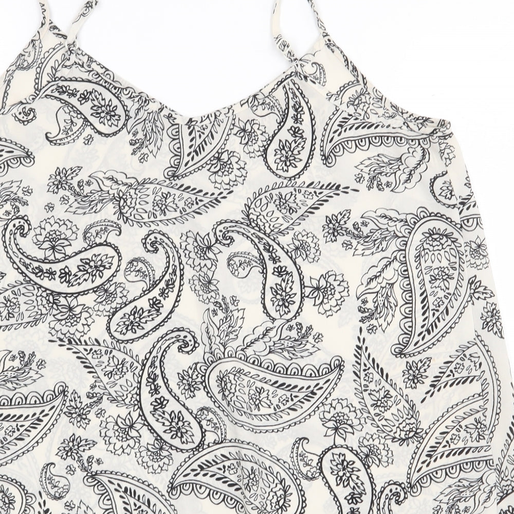 Atmosphere Womens White Paisley Polyester Basic Tank Size 12 V-Neck